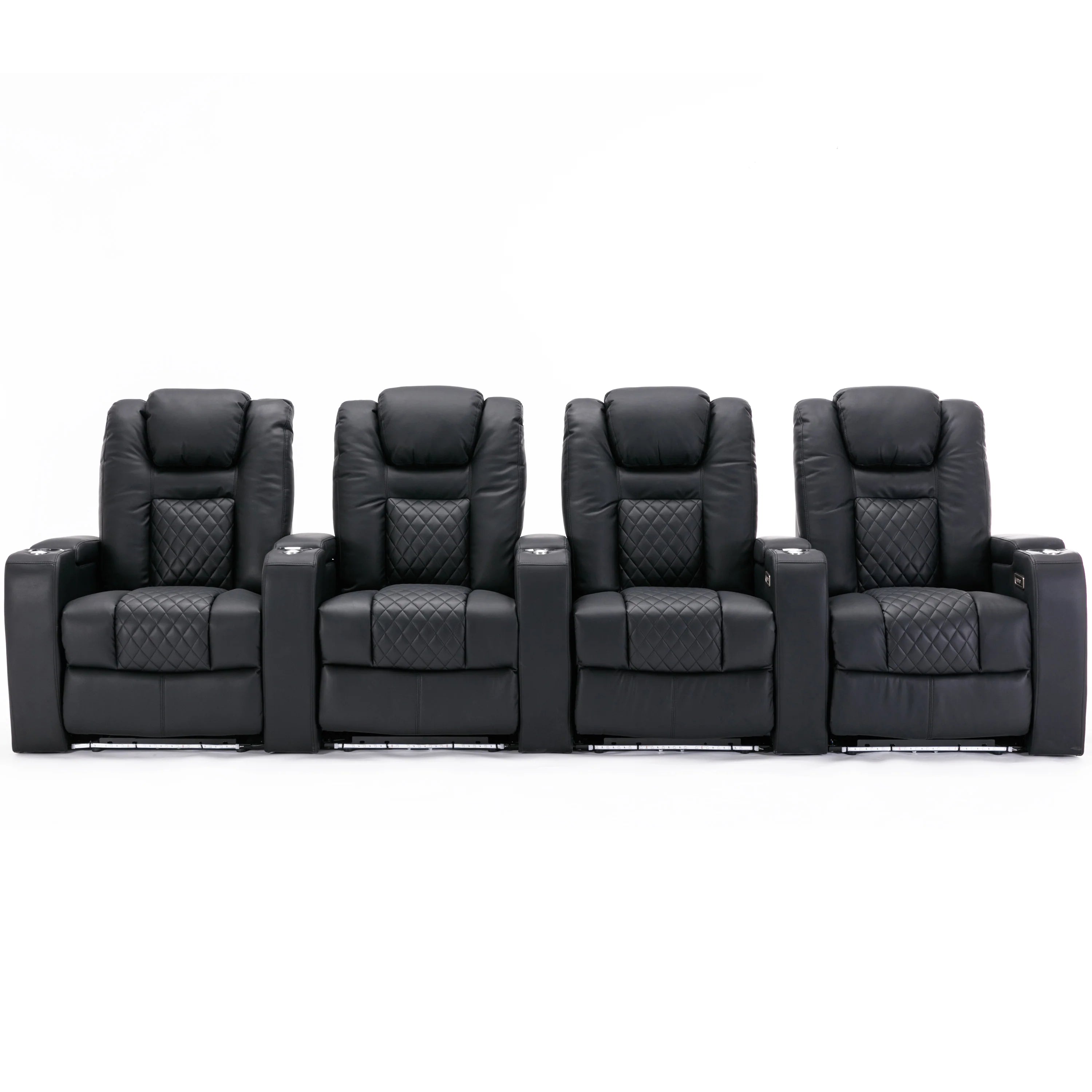 Broadway 4 Seater Electric Recliner Cinema Chair in Black