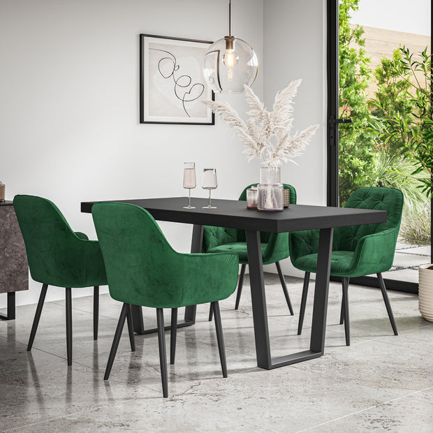 Aria Dining Table And Chairs -  Black Table Top w Black Legs + Anika Dining Chair Set of 4/6