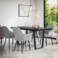 Aria Dining Table And Chairs -  Black Table Top w Black Legs + Anika Dining Chair Set of 4/6