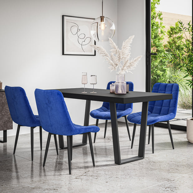 Aria Dining Table And Chairs - Black Table Top w Black Legs + Nova Dining Chair Set of 4/6