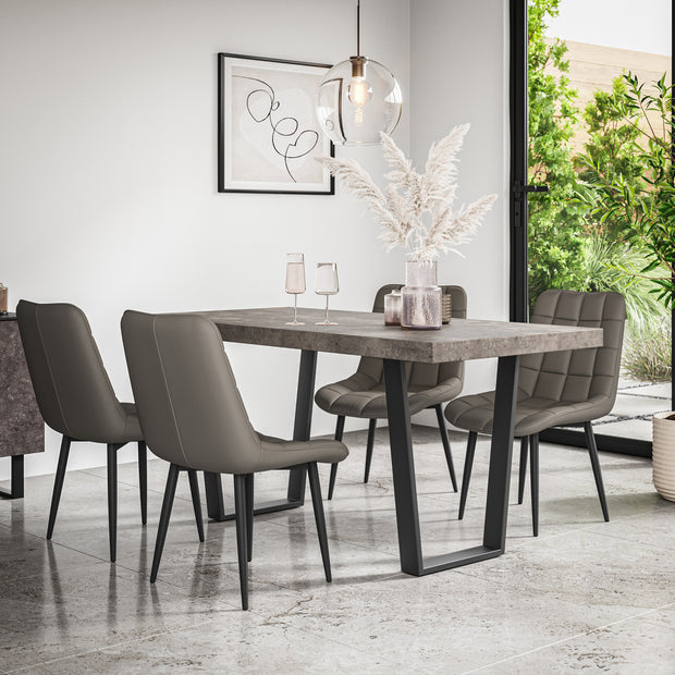 Aria Dining Table And Chairs -  Concrete Effect Table Top w Black Legs + Nova Dining Chair Set of 4/6
