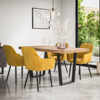 Aria Dining Table And Chairs -  Oak Effect Table Top w Black Legs + Anika Dining Chair Set of 4/6