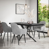 Donni Dining Table And Chairs -  Black Table Top w Black Legs + Anika Dining Chair Set of 4/6