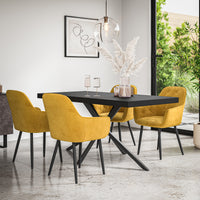 Donni Dining Table And Chairs -  Black Table Top w Black Legs + Anika Dining Chair Set of 4/6