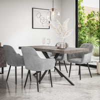 Donni Dining Table And Chairs -  Grey Table Top w Black Legs + Anika Dining Chair Set of 4/6