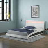 Neptune Faux Leather LED Headboard Bed Frame in White