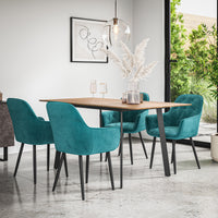 Haydon Extending Dining Table And Chairs -  Oak Effect Table Top w Black Legs + Anika Dining Chair Set of 4/6