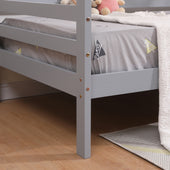 Teddy Kids Wooden House Treehouse Single Bed Frame in Grey