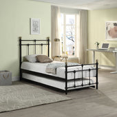 Bayford Traditional Black Metal Single Bed Frame with Trundle