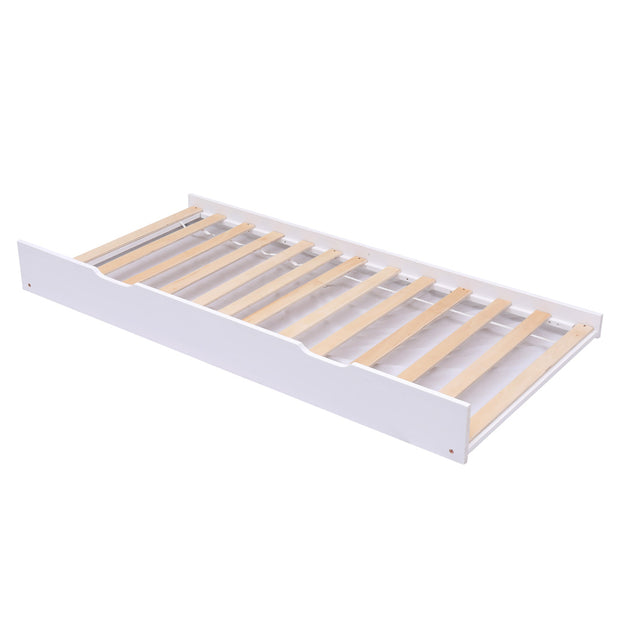 Wooden Guest Trundle Single Bed Frame in White