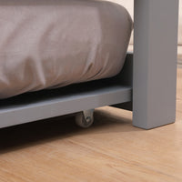 Wooden Guest Trundle Single Bed Frame in Grey