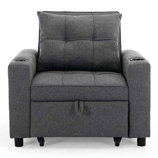 Hudson 1 Seater Linen Sofa Bed Grey