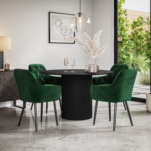 Arlo Black Tabletop W Black Legs + Anika Velvet Dining Chair Set