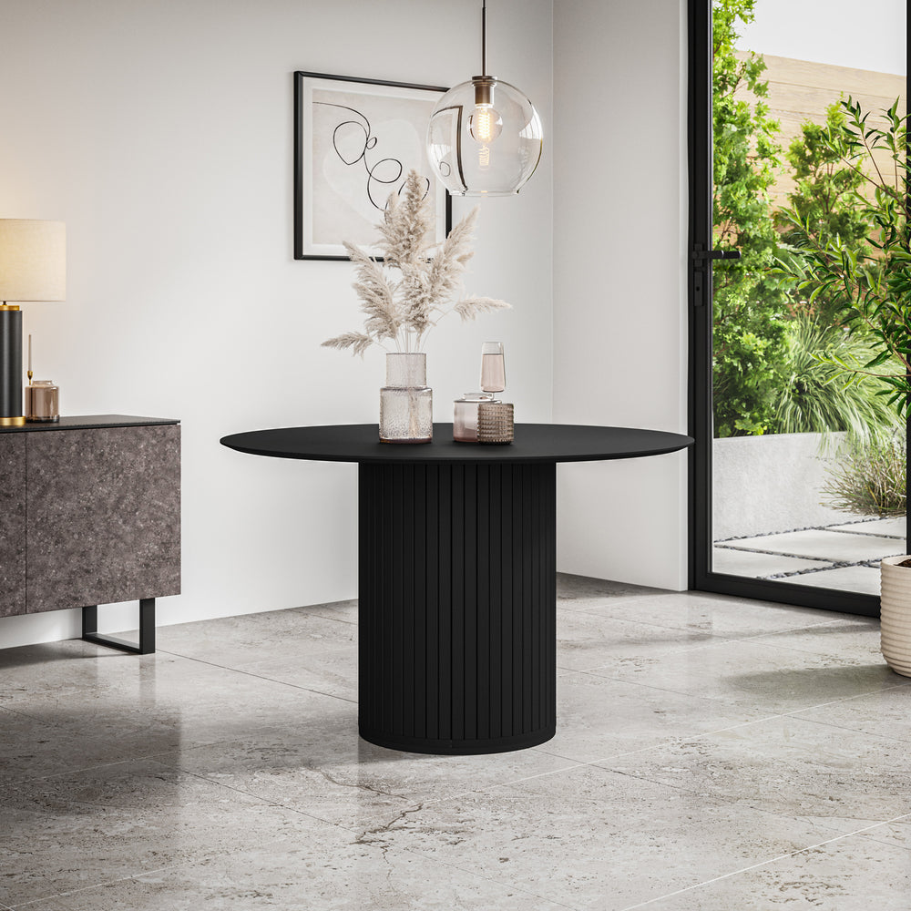 Arlo Round Dining Table with Black Legs