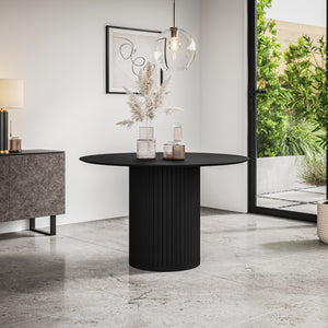Arlo Round Dining Table with Black Legs