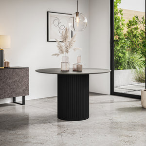 Arlo Round Dining Table with Black Legs