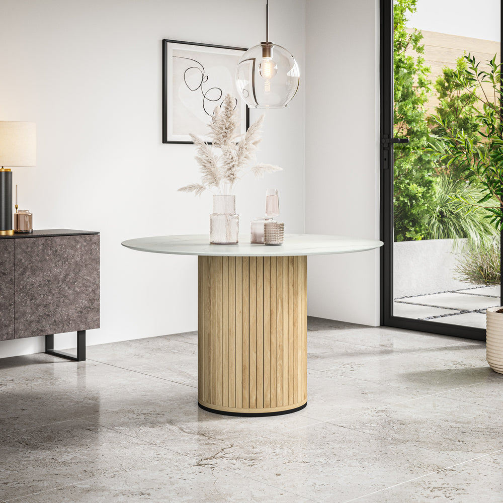 Arlo Round Dining Table with Oak Legs