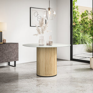 Arlo Round Dining Table with Oak Legs