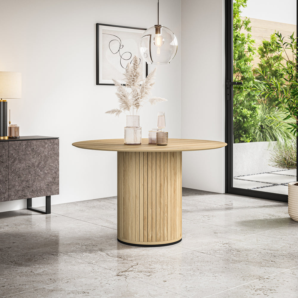 Arlo Round Dining Table with Oak Legs