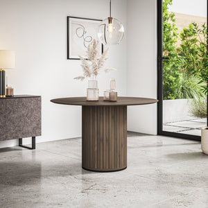 Arlo Round Dining Table with Walnut Legs