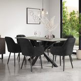 Juno Light Grey Tabletop W Black Legs + Anika Velvet Dining Chair Set
