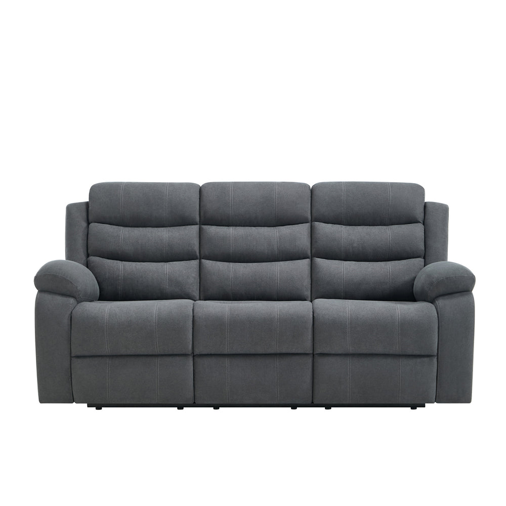 Boston Manual Latch 3 Seater Fabric Recliner Sofa in Grey