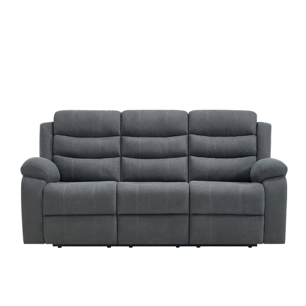 Boston Manual Latch 3 Seater Fabric Recliner Sofa in Grey