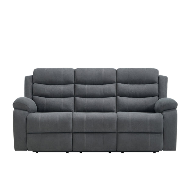 Boston Manual Latch 3 Seater Fabric Recliner Sofa in Grey