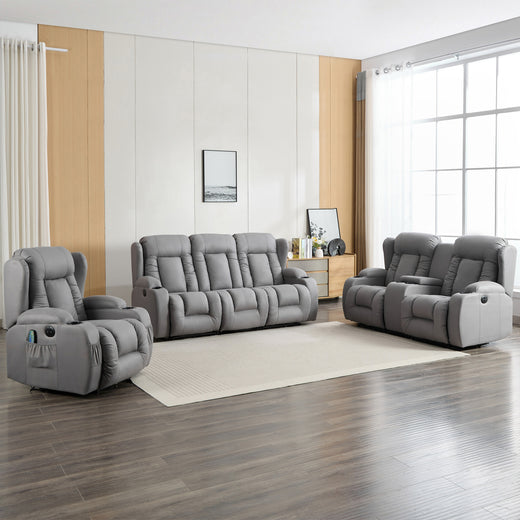 Caesar 1+2+3 Seater Recliner Sofa Set with Drinks Console