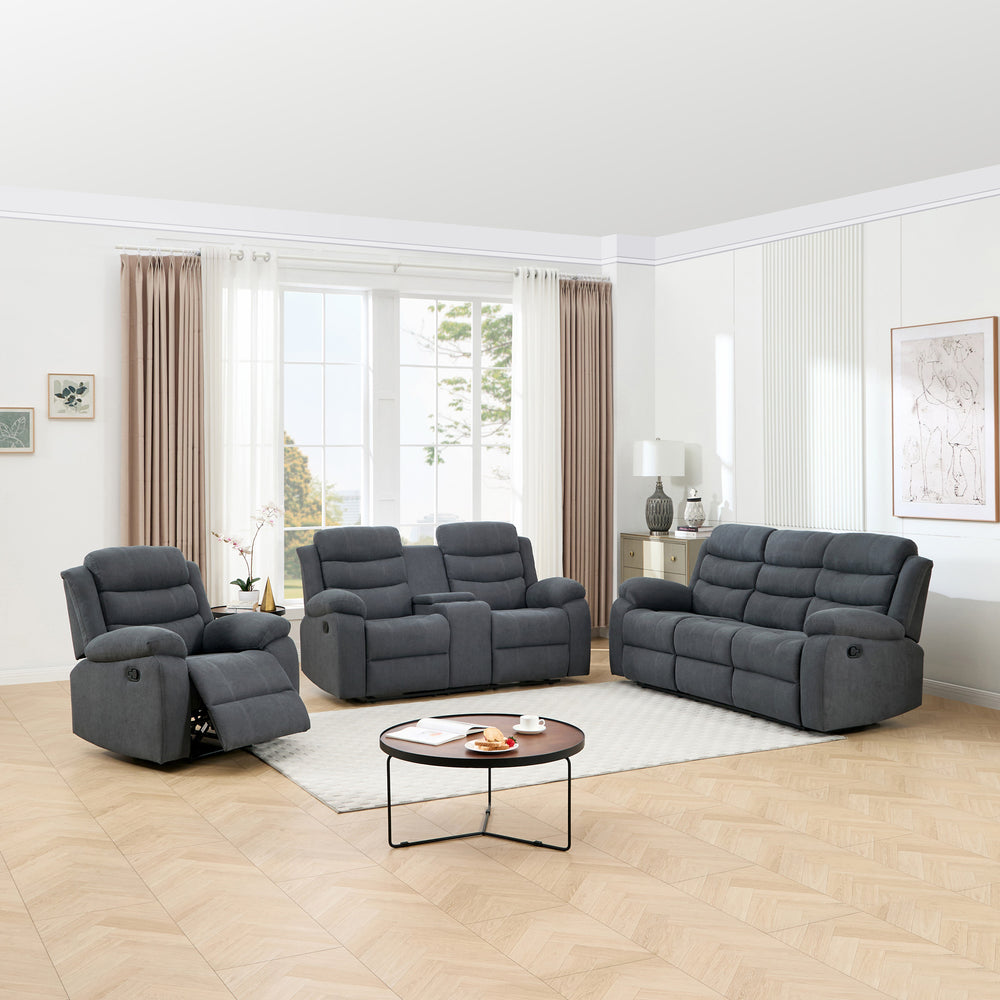 Boston 1+2+3 Seater with Drinks Console Recliner Sofa Set