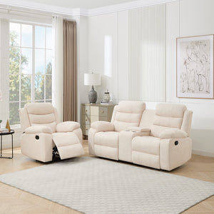 Boston 1+2 Seater with Drinks Console Recliner Sofa Set