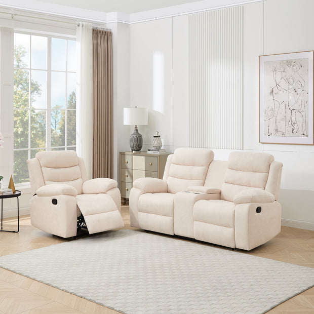Boston 1+2 Seater with Drinks Console Recliner Sofa Set