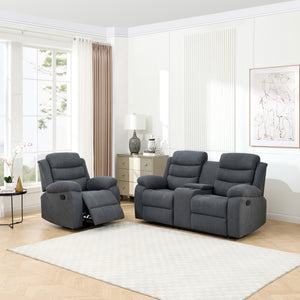 Boston 1+2 Seater with Drinks Console Recliner Sofa Set
