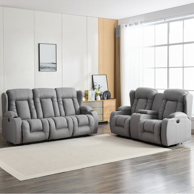 Caesar 2+3 Seater Recliner Sofa Set with Drinks Console