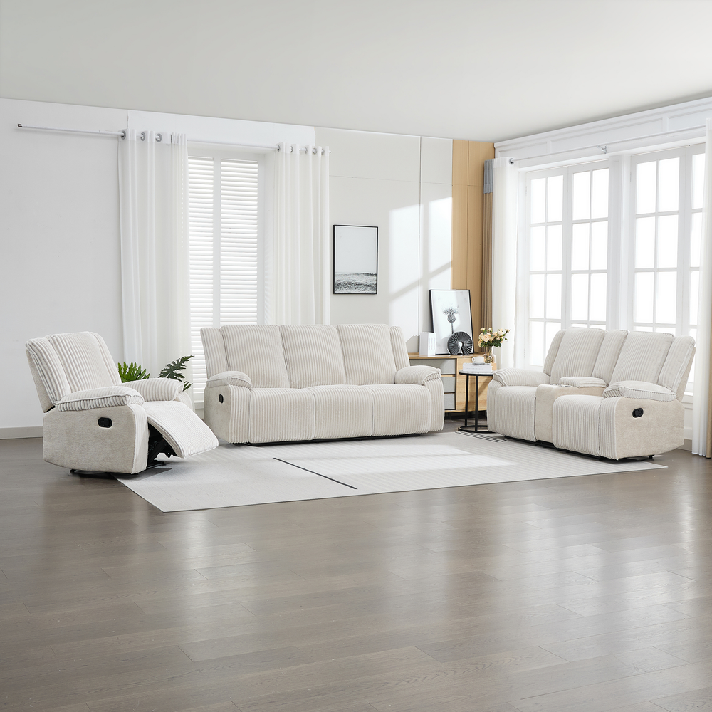 Verona 1+2+3 Seater Jumbo Cord Manual Recliner Sofa Set