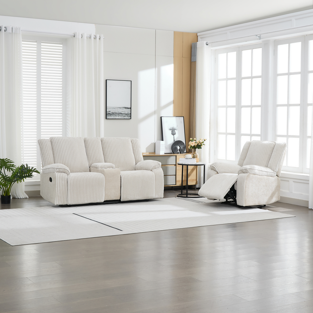 Verona 1+2 Seater Jumbo Cord Manual Recliner Sofa Set