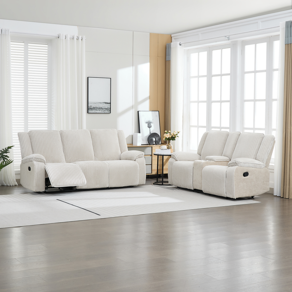Verona 2+3 Seater Jumbo Cord Manual Recliner Sofa Set