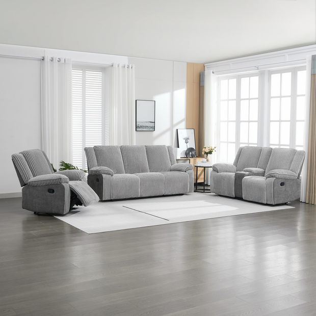 Verona 1+2+3 Seater Jumbo Cord Manual Recliner Sofa Set