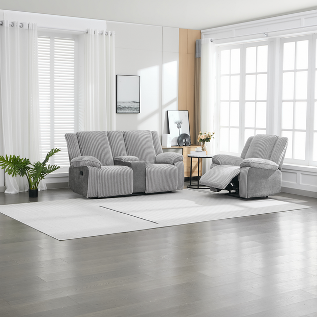 Verona 1+2 Seater Jumbo Cord Manual Recliner Sofa Set