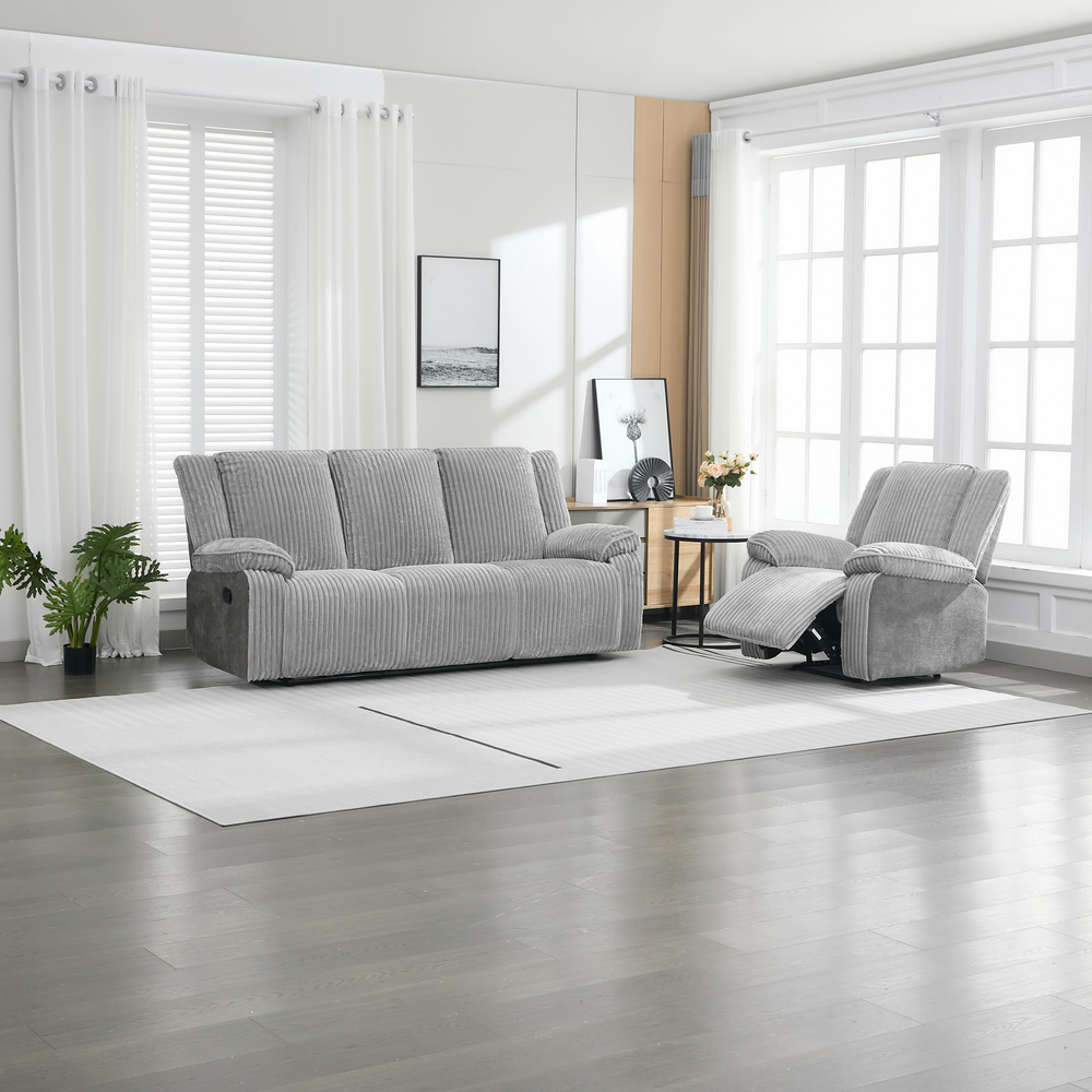 Verona 1+3 Seater Jumbo Cord Manual Recliner Sofa Set