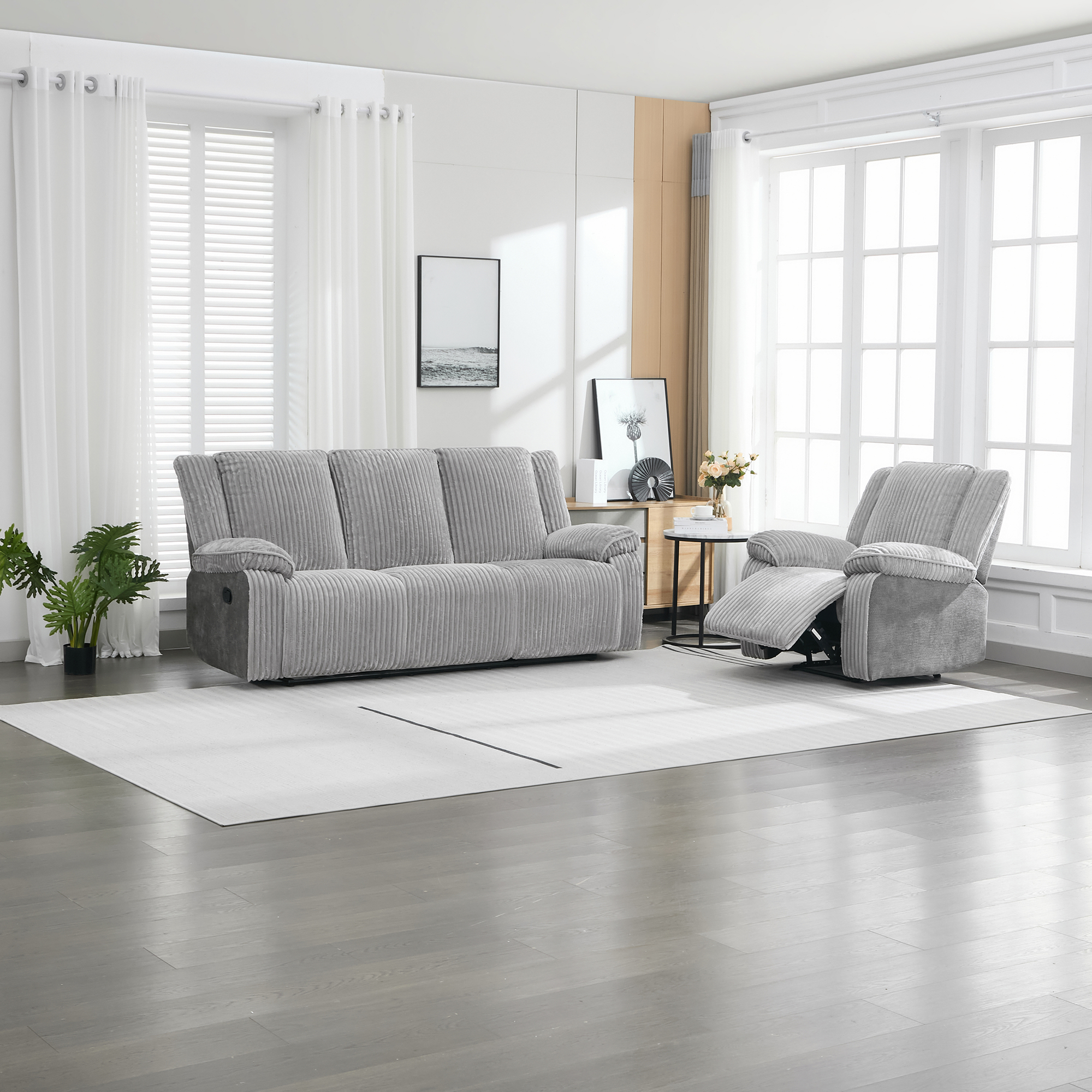 Verona 1+3 Seater Jumbo Cord Manual Recliner Sofa Set