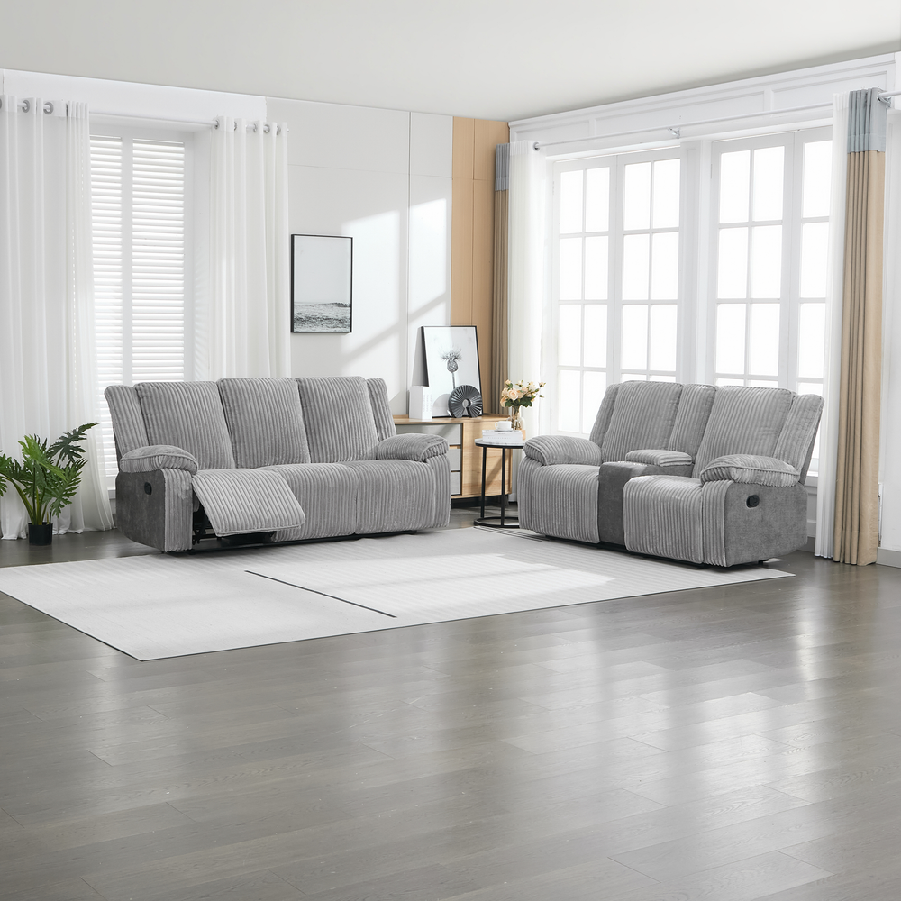 Verona 2+3 Seater Jumbo Cord Manual Recliner Sofa Set