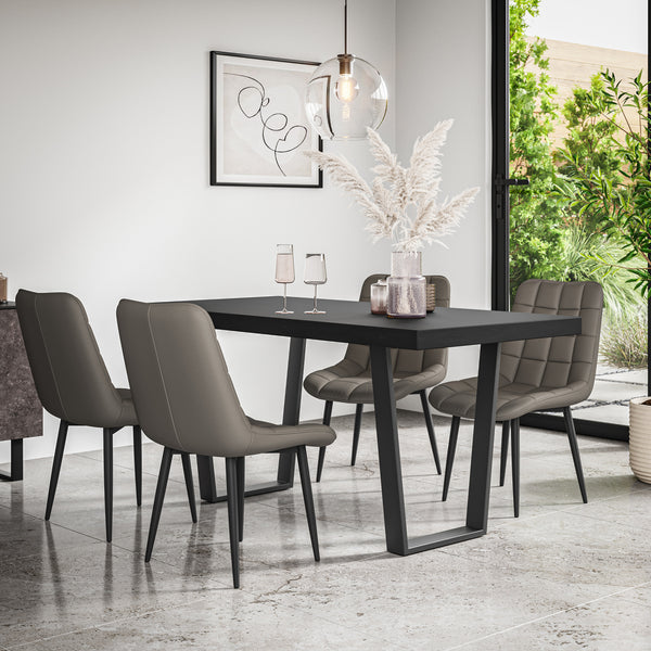 Aria Dining Table And Chairs - Black Table Top w Black Legs + Nova Dining Chair Set of 4/6