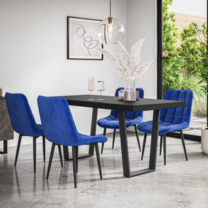 Aria Dining Table And Chairs - Black Table Top w Black Legs + Nova Dining Chair Set of 4/6