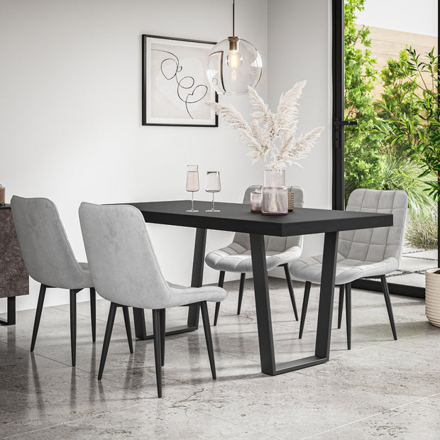 Aria Dining Table And Chairs - Black Table Top w Black Legs + Nova Dining Chair Set of 4/6