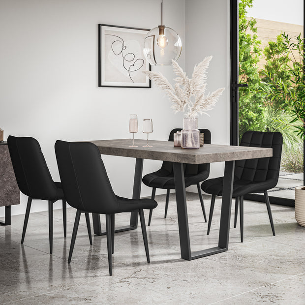 Aria Dining Table And Chairs - Oak Effect Table Top w Black Legs + Nova Dining Chair Set of 4/6