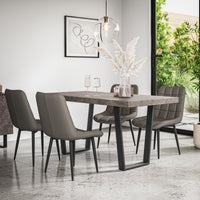 Aria Dining Table And Chairs - Oak Effect Table Top w Black Legs + Nova Dining Chair Set of 4/6