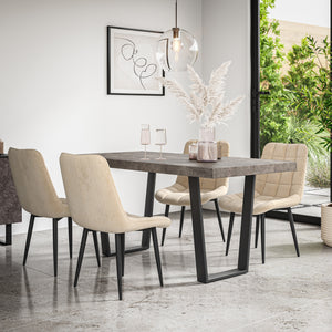 Aria Dining Table And Chairs -  Concrete Effect Table Top w Black Legs + Nova Dining Chair Set of 4/6