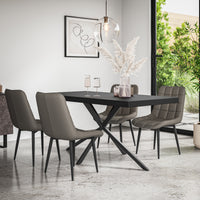 Donni Dining Table And Chairs -  Black Table Top w Black Legs + Nova Dining Chair Set of 4/6