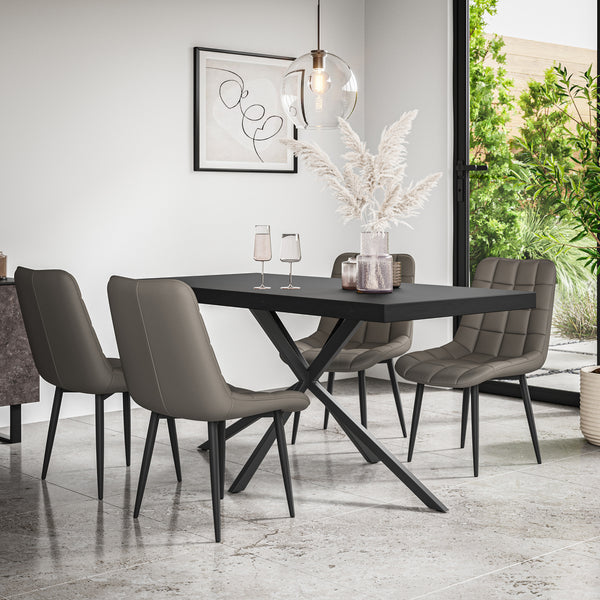 Donni Dining Table And Chairs -  Black Table Top w Black Legs + Nova Dining Chair Set of 4/6